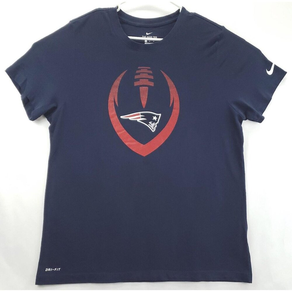 Nike New England Patriots T-Shirt Mens XL Blue Dri-Fit Short Sleeve Crew Neck